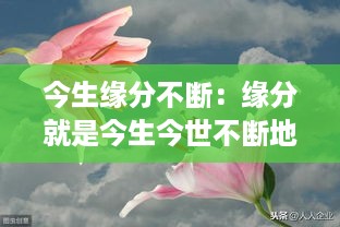 今生缘分不断:缘分就是今生今世不断地